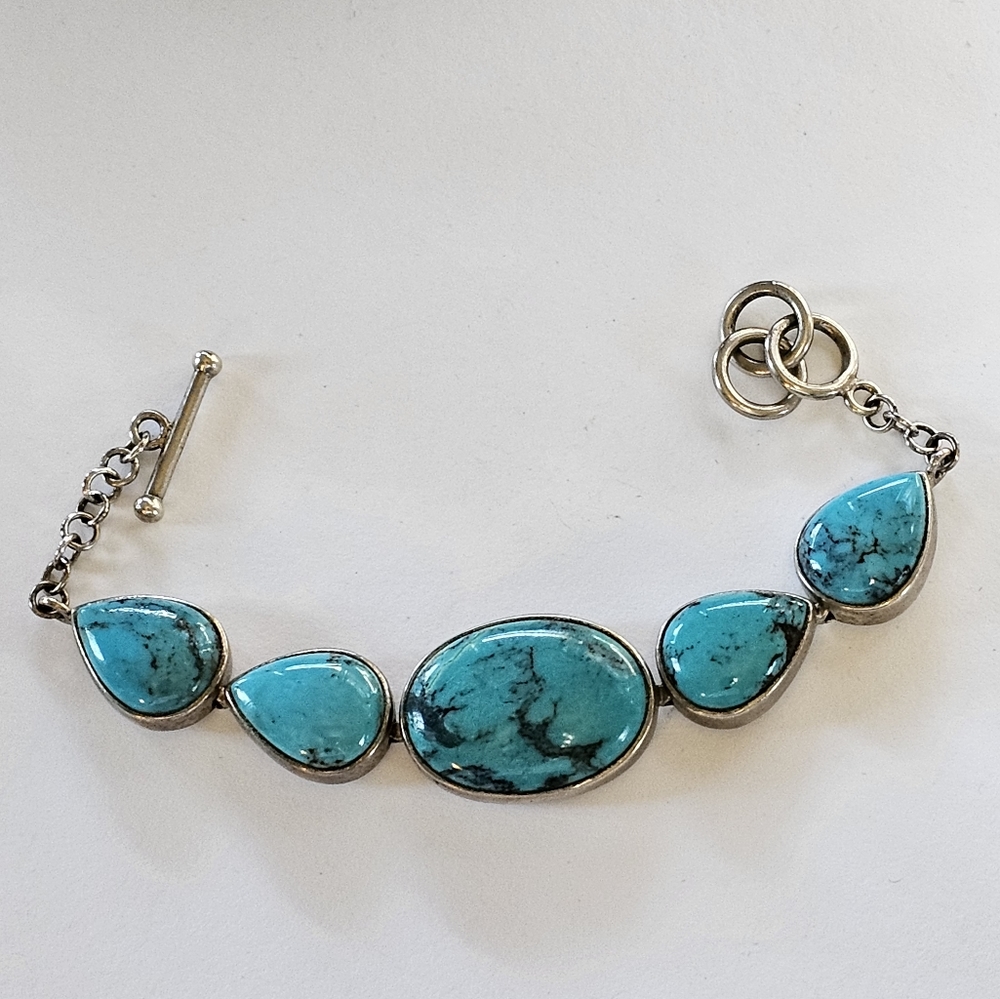 Vintage Whitney Kelly Turquoise Toggle Bracelet Sterling Silver 😍